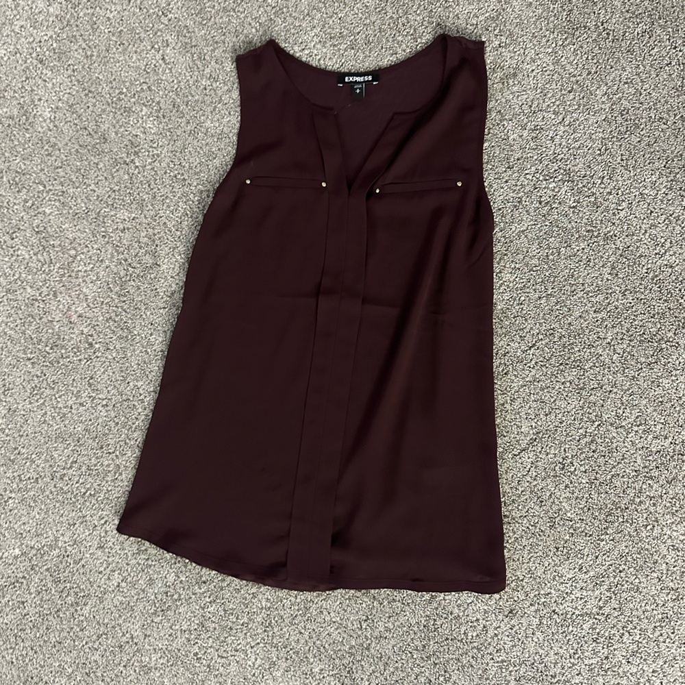 Express Women's Dark Burgundy Sleeveless Blouse